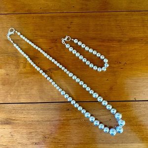 Sterling Silver Graduated Ball Necklace and Ball Bracelet